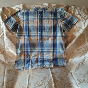 Orange Plaid short sleeve shirt